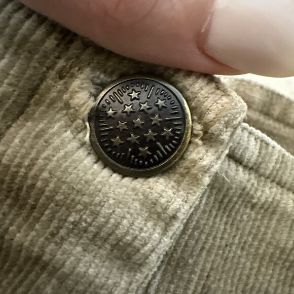 Vintage Khaki Corduroy Bell Bottom Pants Womens M Wide Leg Mid Rise 70s France - Picture 6 of 8